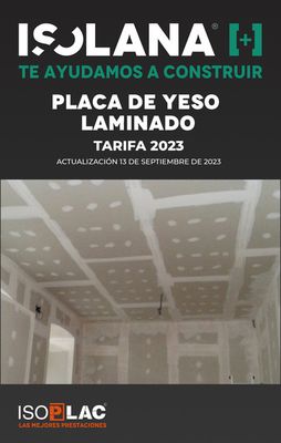 Catálogo Isolana en Leganés | PLACA DE YESO LAMINADO – TARIFA ISOLANA 2023 | 14/9/2023 - 30/9/2023
