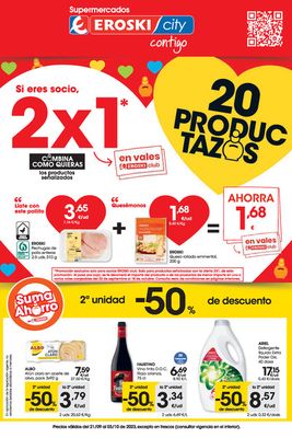 Ofertas de Hiper-Supermercados en Barbastro | 2a unidad -50% de descuento SUPERMERCADOS EROSKI CITY. de Eroski | 21/9/2023 - 4/10/2023