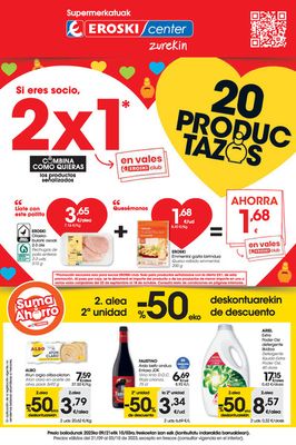 Ofertas de Hiper-Supermercados en Ondarroa | 2. alea -50% deskontuarekin SUPERMERKATUAK EROSKI CENTER. de Eroski | 21/9/2023 - 4/10/2023