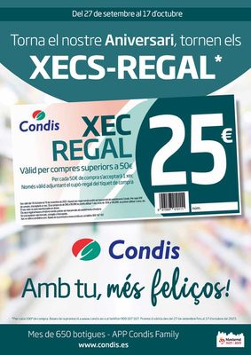 Catálogo Condis en Barcelona | Anivesari: tornen el xecs regal | 27/9/2023 - 17/10/2023
