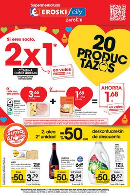 Ofertas de Hiper-Supermercados en Azpeitia | 2. alea -50% deskontuarekin SUPERMERKATUAK EROSKI CITY. de Eroski | 21/9/2023 - 3/10/2023