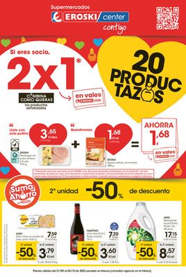 Ofertas de Hiper-Supermercados en Inca | 2a unidad -50% de descuento SUPERMERCADOS EROSKI CENTER. de Eroski | 21/9/2023 - 3/10/2023