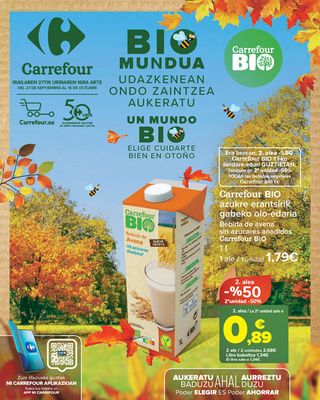 Ofertas de Hiper-Supermercados en Bilbao | BIO (Alimentación, Droguería/Perfumería, Cuidado del Hogar y Textil) de Carrefour | 27/9/2023 - 16/10/2023