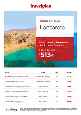 Ofertas de Viajes en Don Benito | Travelplan Lanzarote de Travelplan | 27/9/2023 - 12/10/2023
