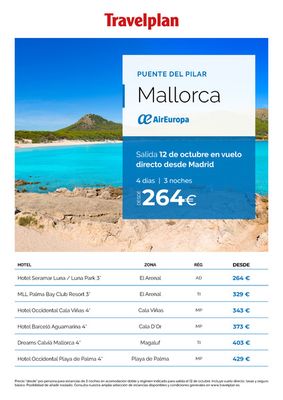 Ofertas de Viajes en Sopelana | Travelplan Maiorca de Travelplan | 27/9/2023 - 12/10/2023
