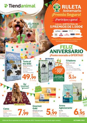 Ofertas de Hiper-Supermercados en Zaragoza | Feliz Aniversario ¡Ponte morado a OFERTAS! de Tiendanimal | 28/9/2023 - 25/10/2023