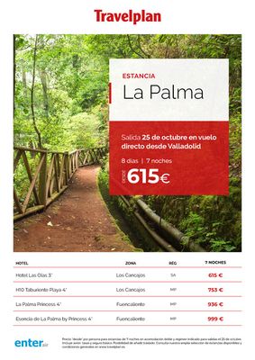 Ofertas de Viajes en Vilafranca del Penedes | Travelplan La Palma de Travelplan | 28/9/2023 - 25/10/2023