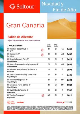 Ofertas de Viajes en Onil | Gran Canaria - Salida de Alicante  de Soltour | 28/9/2023 - 31/12/2023