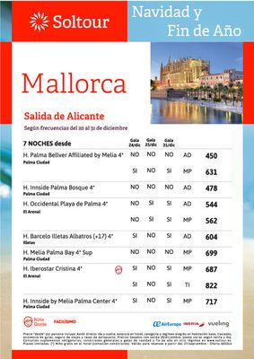 Ofertas de Viajes en Santa Cruz de Tenerife | Mallorca - Salida de Alicante  de Soltour | 28/9/2023 - 31/12/2023