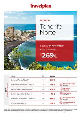 Ofertas de Viajes en Amposta | Travelplan Tenerife de Travelplan | 29/9/2023 - 15/11/2023