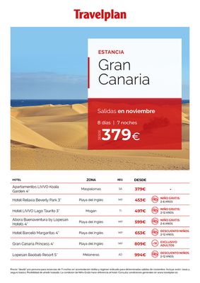 Ofertas de Viajes en Tortosa | Travelplan Gran Canaria de Travelplan | 29/9/2023 - 15/11/2023