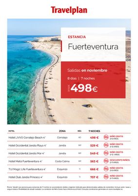 Ofertas de Viajes en Xàtiva | Travelplan Fuerteventura de Travelplan | 2/10/2023 - 1/11/2023