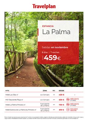 Ofertas de Viajes en Santa Coloma de Gramenet | Travelplan La Palma de Travelplan | 2/10/2023 - 1/11/2023