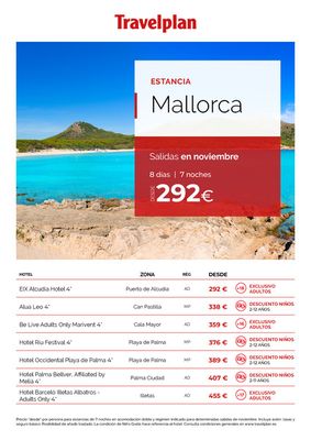 Ofertas de Viajes en Getxo | Travelplan Mallorca de Travelplan | 2/10/2023 - 1/11/2023