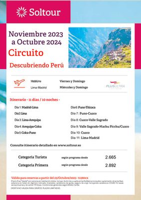 Catálogo Soltour | Circuitos Perú Descubriendo Perú - 10 noches | 26/10/2023 - 1/10/2024