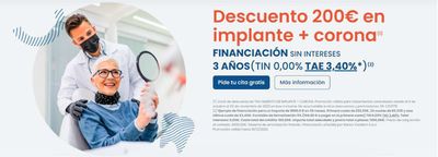 Ofertas de Salud y Ópticas en Linares | Descuento 200€ en implante + corona(1) de Vitaldent | 7/11/2023 - 30/11/2023
