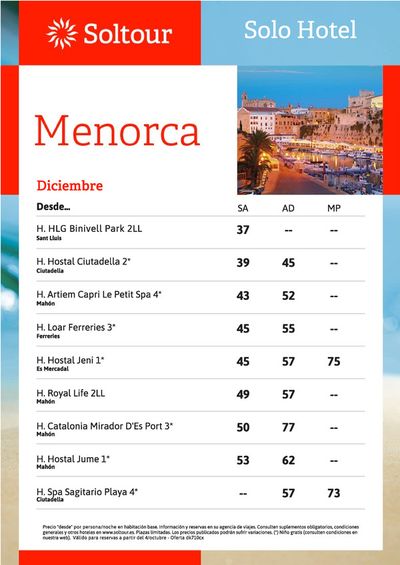 Ofertas de Viajes en Girona | Estancias Menorca - Diciembre de Soltour | 1/12/2023 - 31/12/2023