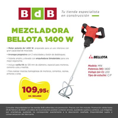 Catálogo BdB en Ceuta | Promoción Mezcladora Bellota | 20/12/2023 - 29/2/2024
