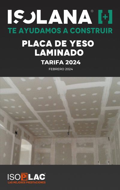 Catálogo Isolana en El Puerto De Santa María | PLACA DE YESO LAMINADO – TARIFA ISOLANA 2024 | 1/2/2024 - 29/2/2024