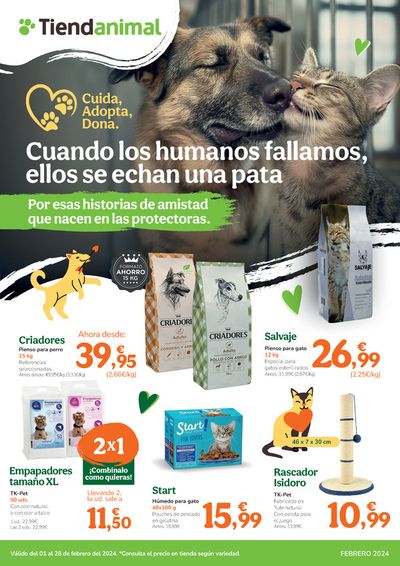 Ofertas de Hiper-Supermercados en Córdoba | Cuando los humanos fallamos, ellos se echan una pata de Tiendanimal | 1/2/2024 - 28/2/2024