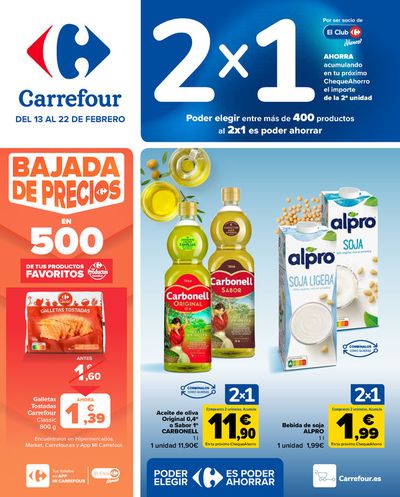 Catálogo Carrefour en Huesca |  2X1 ACUMULACION CLUB (Alimentación) + 2ªud. Al -50% (Alimentación, Drogueria, Perfumeria y comida de animales) | 13/2/2024 - 22/2/2024