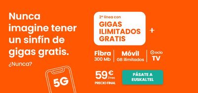 Ofertas de Informática y Electrónica en Donostia-San Sebastián | Nunca imagine tener un sinfín de gigas gratis. de Euskaltel | 14/2/2024 - 28/2/2024