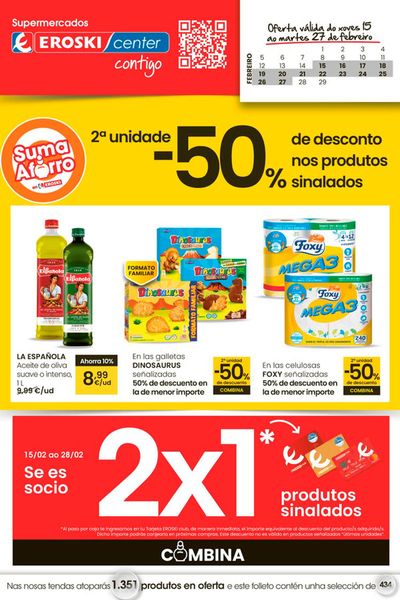 Ofertas de Hiper-Supermercados en Vilagarcía de Arousa | 2ª unidade -50% de desconto EROSKI CENTER de Eroski | 15/2/2024 - 27/2/2024