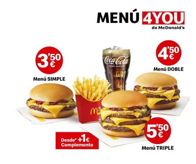 Ofertas de Restauración en Castell Platja d Aro | Menú 4 you de McDonald's de McDonald's | 16/2/2024 - 23/2/2024