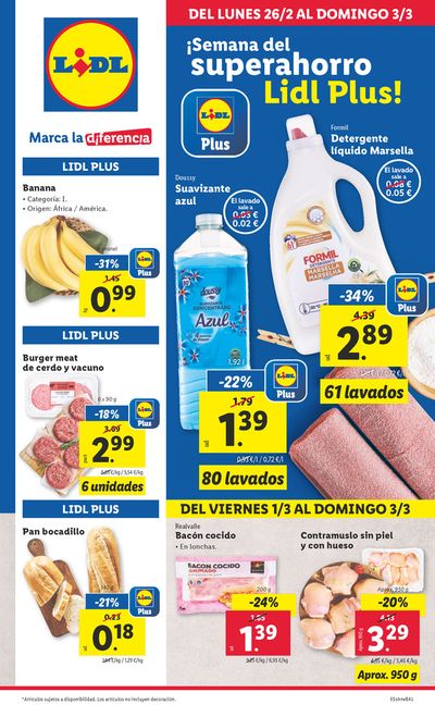 Ofertas de Hiper-Supermercados en Vilagarcía de Arousa |  ¡Semana del superahorro Lidl Plus! de Lidl | 26/2/2024 - 3/3/2024