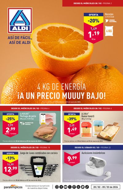 Ofertas de Hiper-Supermercados en Arrecife | Así de fácil, así de Aldi de ALDI | 28/2/2024 - 5/3/2024