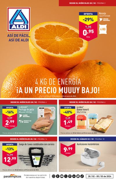 Ofertas de Hiper-Supermercados en Badajoz | Así de fácil, así de Aldi de ALDI | 28/2/2024 - 5/3/2024