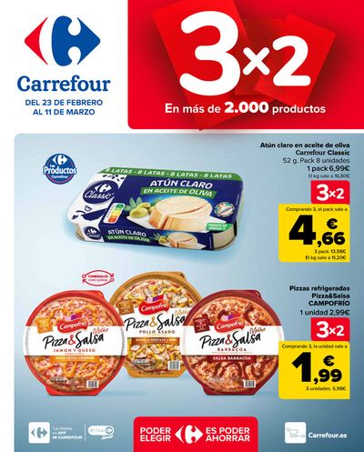Catálogo Carrefour en Puente Genil | 3x2 (Alimentación) + 50% que vuelve (Alimentación, Drogueria, Perfumeria y comida de animales) | 23/2/2024 - 11/3/2024