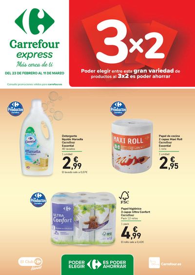 Catálogo Carrefour Express en Cervera del Río Alhama | 3x2 (Alimentación, Drogueria, Perfumeria y comida de animales) | 23/2/2024 - 11/3/2024