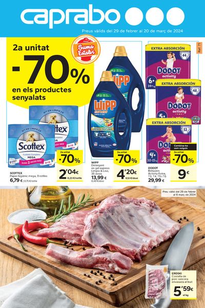 Ofertas de Hiper-Supermercados en L'Hospitalet de Llobregat | 2a unitat -70% de Caprabo | 29/2/2024 - 20/3/2024