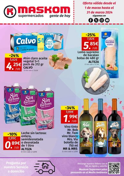 Catálogo Maskom Supermercados en Pizarra | Folleto Marzo 2024 | 1/3/2024 - 31/3/2024