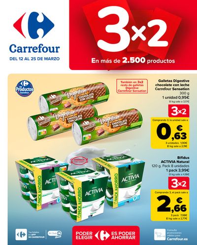 Ofertas de Hogar y Muebles en Ceuta | 3x2 (Alimentación, Drogueria, Perfumeria y comida de animales) de Carrefour | 12/3/2024 - 25/3/2024
