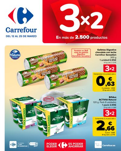 Ofertas de Hogar y Muebles en Lugo | 3x2 (Alimentación, Drogueria, Perfumeria y comida de animales) de Carrefour | 12/3/2024 - 25/3/2024