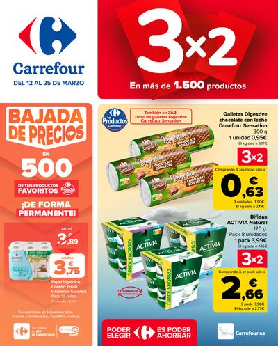 Ofertas de Hogar y Muebles en Orihuela | 3x2 (Alimentación, Drogueria, Perfumeria y comida de animales) de Carrefour | 12/3/2024 - 25/3/2024