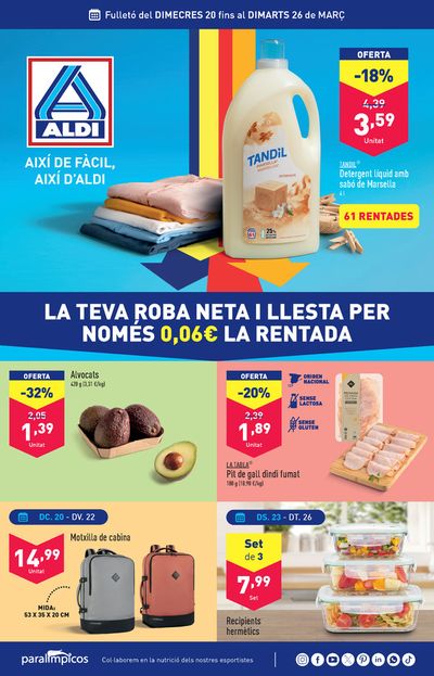 Catálogo ALDI en Premià de Mar | ¡Así de fácil, así de Aldi! | 20/3/2024 - 26/3/2024