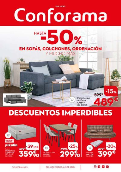 Catálogo Conforama en Las Chafiras | Hasta -50% en sofás, colchones, ordenación y mucho más | 15/3/2024 - 3/4/2024
