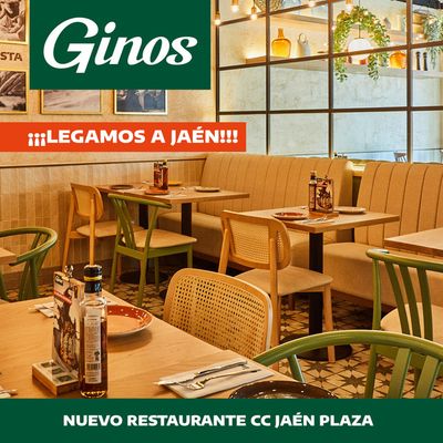 Ofertas de Restauración en Martos | Nueva apertura en JAÉN de Ginos | 21/3/2024 - 31/3/2024