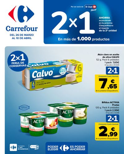 Catálogo Carrefour en Melilla | 2X1 ACUMULACION CLUB (Alimentación) + 2ªud. Al -50% (Alimentación, Drogueria, Perfumeria y comida de animales) | 26/3/2024 - 10/4/2024