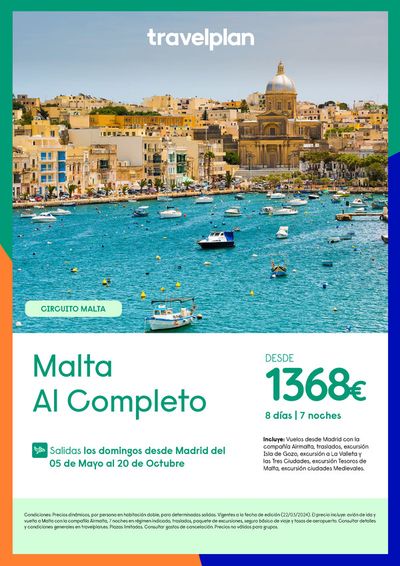 Ofertas de Viajes en Caldes de Montbui | Travelplan MALTA Al Completo de Travelplan | 26/3/2024 - 30/4/2024