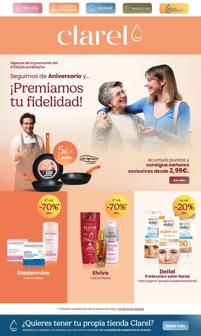Ofertas de Perfumerías y Belleza en Prat de Llobregat | Premiamos tu fidelidad! de Clarel | 27/3/2024 - 9/4/2024