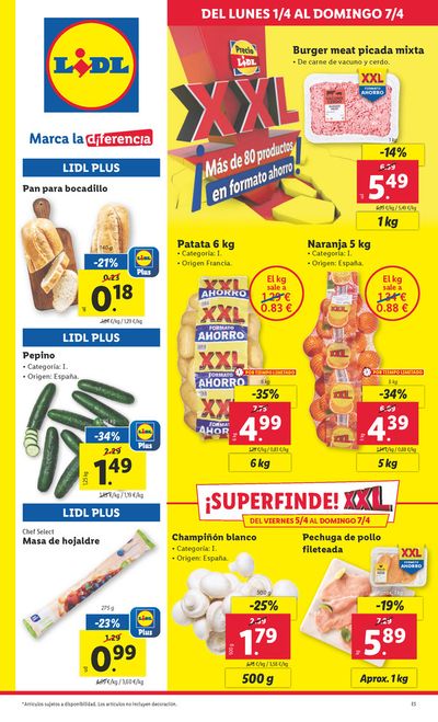 Catálogo Lidl | XXL ¡Más de 80 productos en formato ahorro! | 1/4/2024 - 7/4/2024