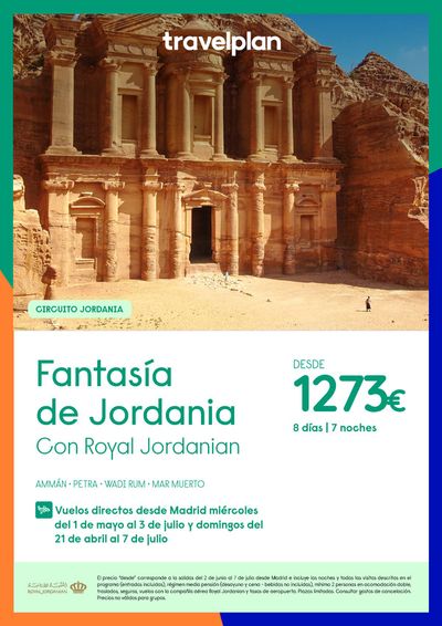 Ofertas de Viajes | Fantasía de Jordania Con Royal Jordanian de Travelplan | 1/5/2024 - 7/7/2024