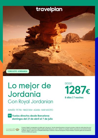 Ofertas de Viajes en Badalona | Travelplan Lo mejor de Jordania desde 1287€ de Travelplan | 21/4/2024 - 7/7/2024