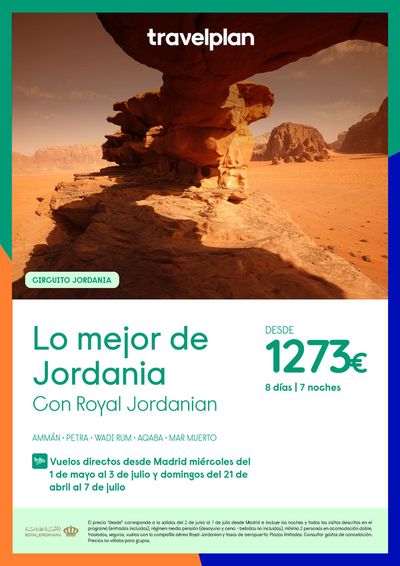 Ofertas de Viajes en Cornellà | Lo mejor de Jordania desde 1273€ de Travelplan | 21/4/2024 - 7/7/2024