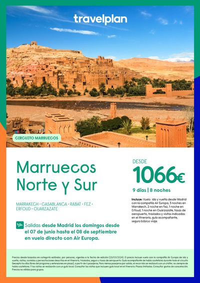 Ofertas de Viajes en Fuenlabrada | Travelplan Marruecos Norte y Sur desde 1066€ de Travelplan | 7/6/2024 - 8/9/2024