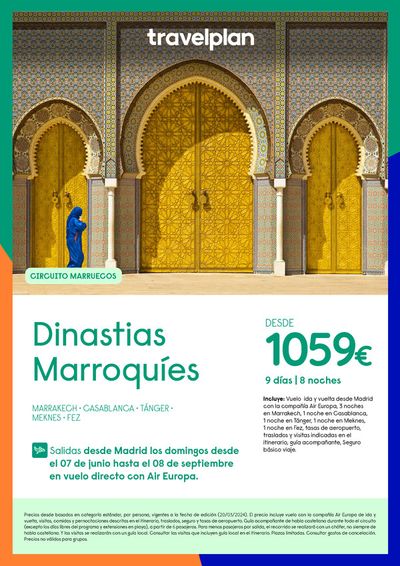 Ofertas de Viajes en Valencia | Travelplan Marruecos Dinastias Marroquíes desde 1059€ de Travelplan | 7/6/2024 - 8/9/2024